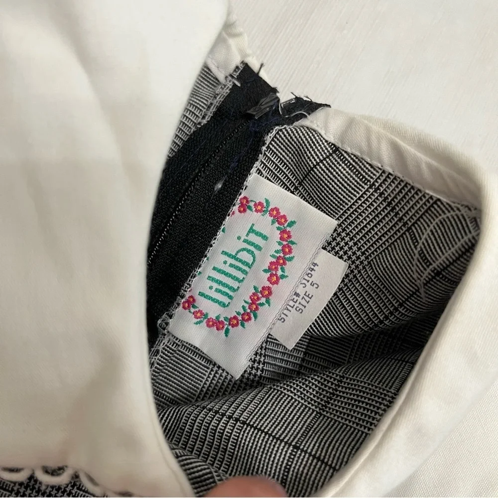 Vintage Lillibit Plaid Dress White Collar